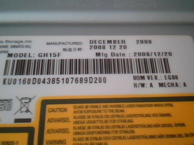 DVD Drive - HL Super Multi DVD Rewriter GH15F 2008 EG00 Labelflash CD - image 5