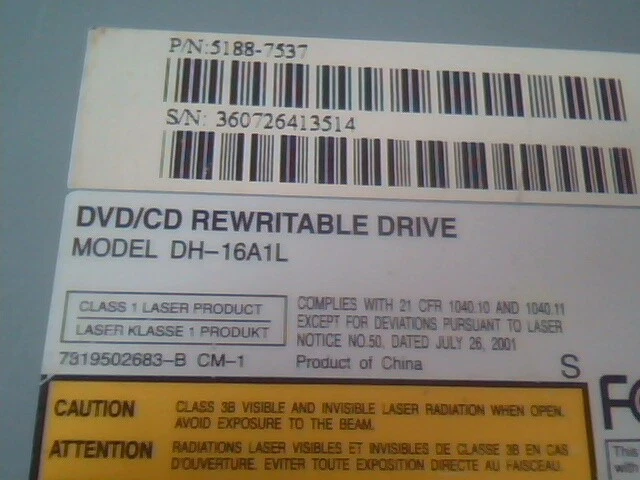 Lightscribe DVD/CD Rewritable Drive DH-16A1L 5188-7537 PBDH-16A1L - image 4