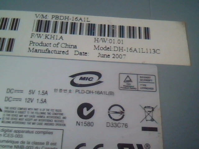 Lightscribe DVD/CD Rewritable Drive DH-16A1L 5188-7537 PBDH-16A1L - image 5