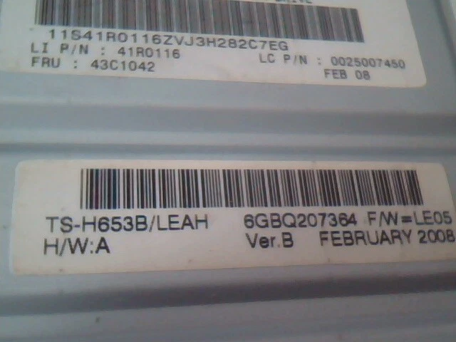 Toshiba Samsung DVD Writer Drive TSH653 41R0116 Leah 0025007450 43C1042 - image 5
