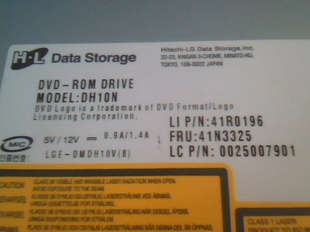 HL DVD-ROM Drive DH10N 41R0196 41N3325 0025007901 SATA - image 2