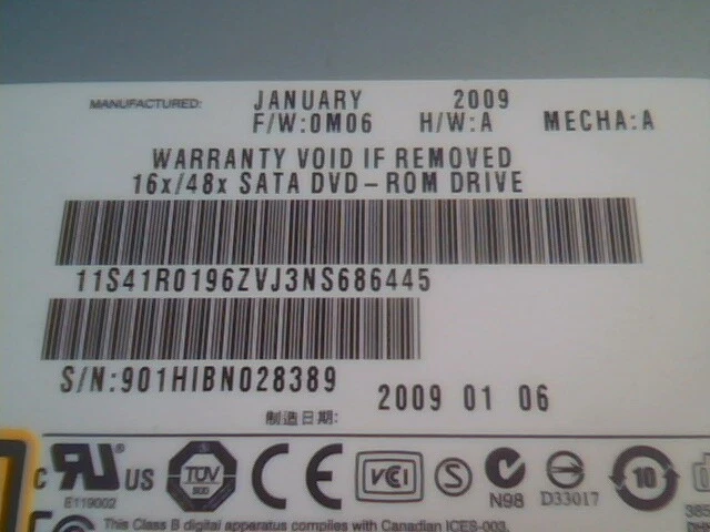 HL DVD-ROM Drive DH10N 41R0196 41N3325 0025007901 SATA - image 3