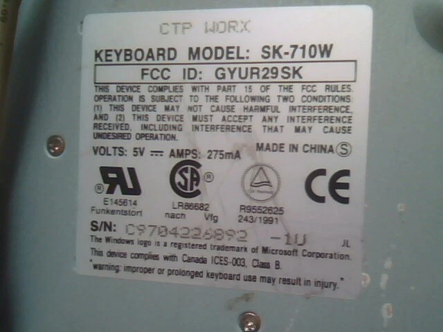 LITE-ON Keyboard SK-710W GYUR29SK - vintage, working, mechanical - image 6