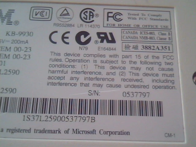 IBM Keyboard KB-9930 37L2590 37L2590 - CEM 00-23 D01 - image 7