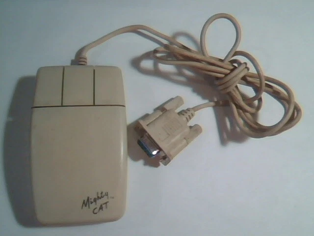 Vintage Mighty Cat Mouse 3-button serial 9-pin connector Qtronix X-30S Working
