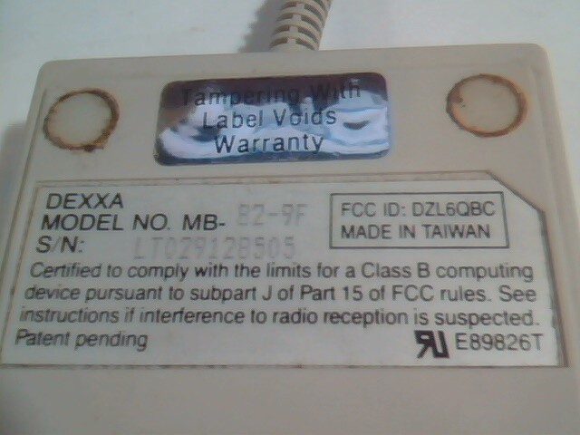 Vintage Dexxa Mouse MB-82-9F DZL6QBC Two-button - WORKING! - image 4