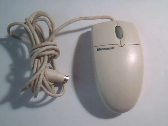 Vintage Microsoft Wheel Mouse Serial PS/2 compatible X03-69944 WM1 - Working