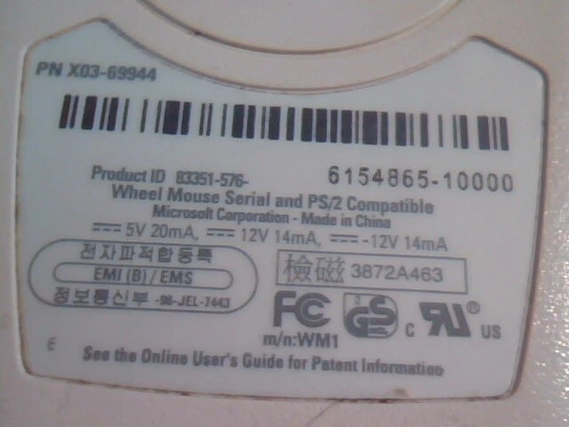 Vintage Microsoft Wheel Mouse Serial PS/2 compatible X03-69944 WM1 - Working - image 4