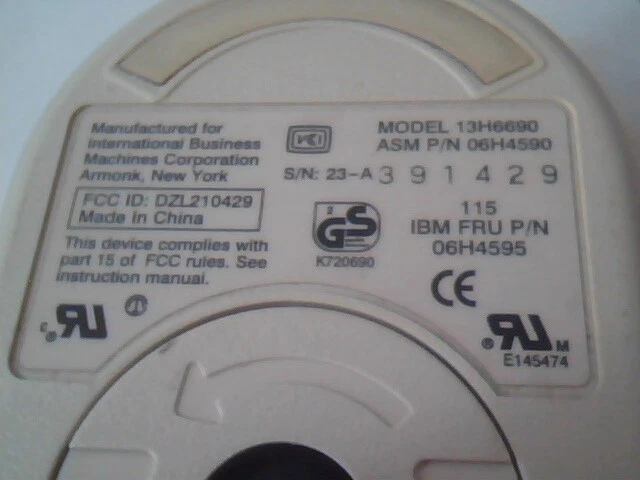 Vintage IBM Mouse 13H6690 06H4595 PS/2 2-button DZL210429 - Working - image 5