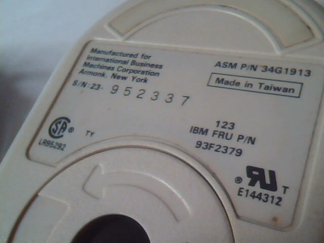 Vintage IBM Mouse 34G1913 93F2379 PS/2 2-button - Working - image 5
