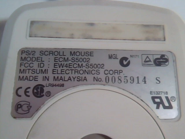 Vintage Mitsumi PS/2 Scroll Mouse ECM-S5002 Two-button - Working - image 4
