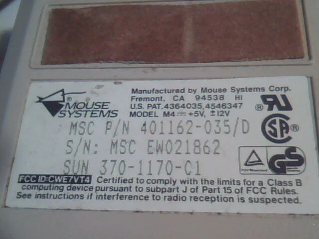 Vintage Sun Mouse Systems MSC EW021862 401162-035/D 370-1170-01 - Working - image 5