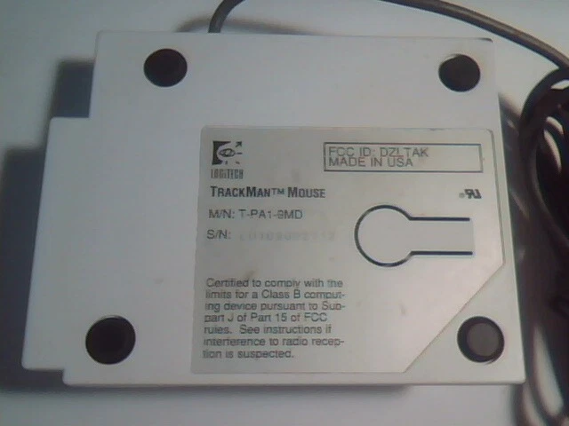 Vintage Logitech 1989 TrackMan Thumb-operated Mouse T-PA1-9MD DZLTAK - Working - image 4