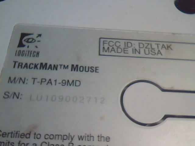 Vintage Logitech 1989 TrackMan Thumb-operated Mouse T-PA1-9MD DZLTAK - Working - image 5