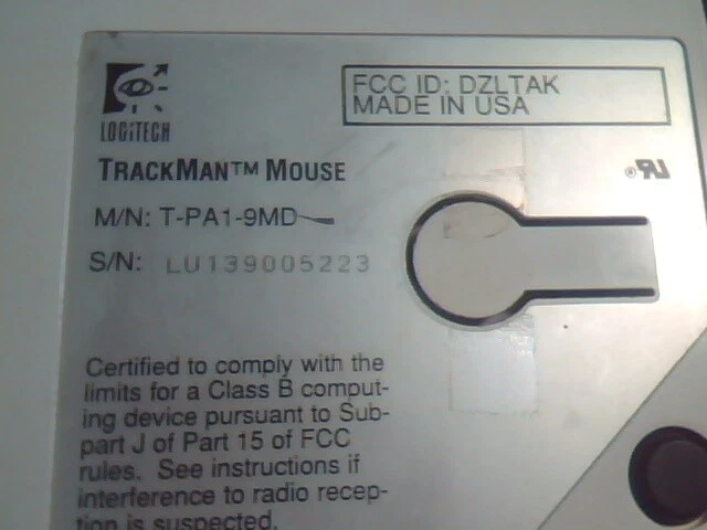 Vintage Logitech 1989 TrackMan Thumb-operated Mouse T-PA1-9MD DZLTAK - Working - image 4