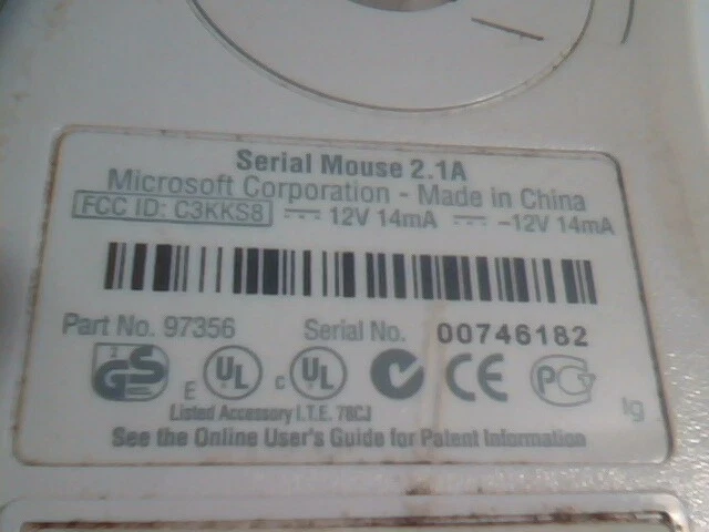Vintage Microsoft Serial Mouse 2.1A 9-pin C3KKS8 - Working - image 5