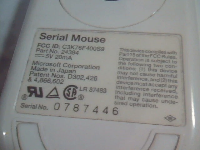 Vintage Microsoft Serial Mouse 24394 2-button design 9-pin C3K76F400S9 - Working - image 5