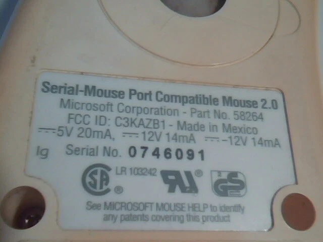 Vintage Microsoft 2.0 Serial Port Compatible PS/2 Mouse 58264 2-button - Working - image 4