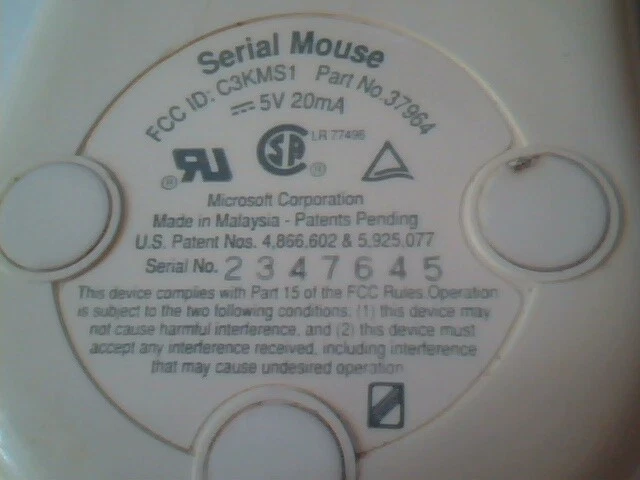 Vintage Microsoft Serial Mouse 37964 C3KMS1 9-pin 2-button - Working - image 5
