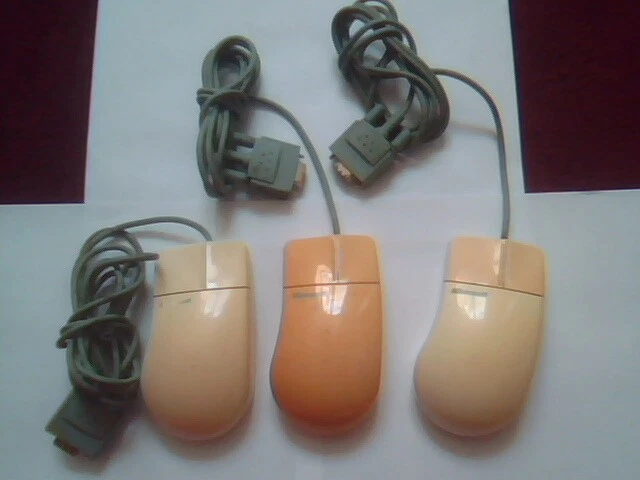 LOT of 3 Vintage Microsoft Serial Mouse 37964 C3KMS1 9-pin 2-button - Working