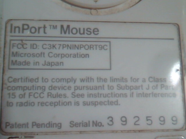 Vintage Microsoft InPort Mouse 2-button C3K7PNINPORT9C - Working - image 5
