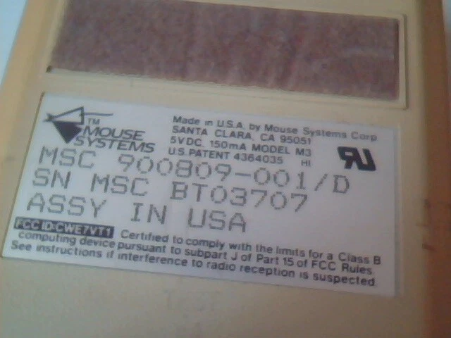 Vintage PC Mouse Systems MSC 900809-001/D BT03707 25-pin 3-button - Working - image 3