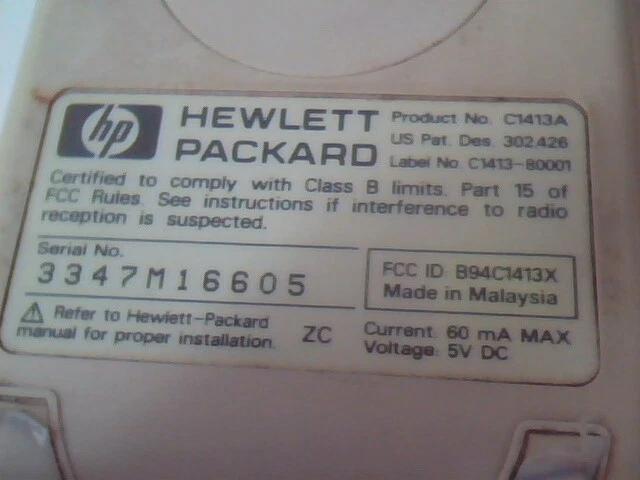 Vintage HP Mouse C1413A Two-button PS/2 34K9 B94C1413X - Working - image 6