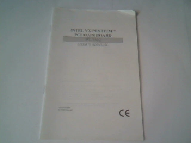 User's Manual Guide - Intel VX Pentium PCI Mainboard PT-7502