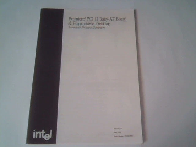 User's Manual Guide - Premiere PCI II Baby-AT Board Expandable Desktop Intel