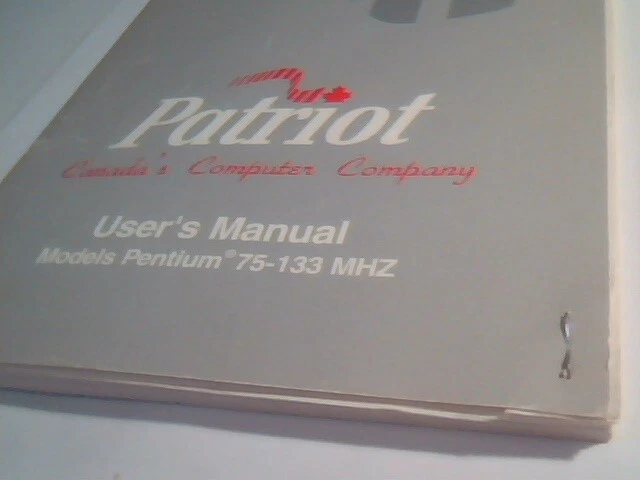 User's System Manual Guide - Patriot Model Pentium 75-133 MHz French English - image 2