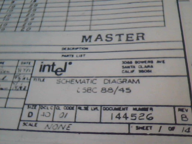 Intel Schematic Circuit Diagram 85BC 88/45 1982 - Doc No 144526 Rev B - image 5