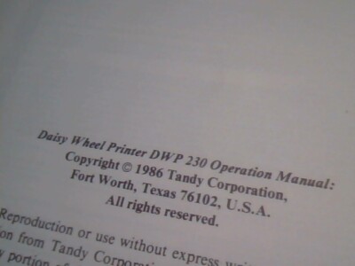 Tandy Operation Manual - Daisy Wheel Printer DWP 230 26-2812 Bilingual — image 6