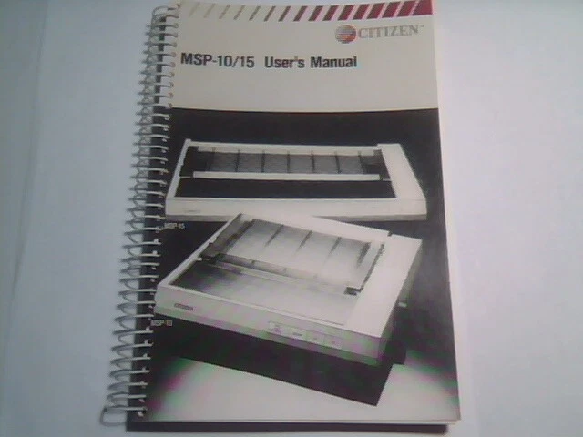 Citizen User's Manual Guide MSP-10 MSP-15 Printer - E99750-113