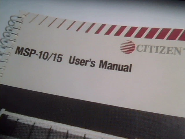 Citizen User's Manual Guide MSP-10 MSP-15 Printer - E99750-113 - image 3