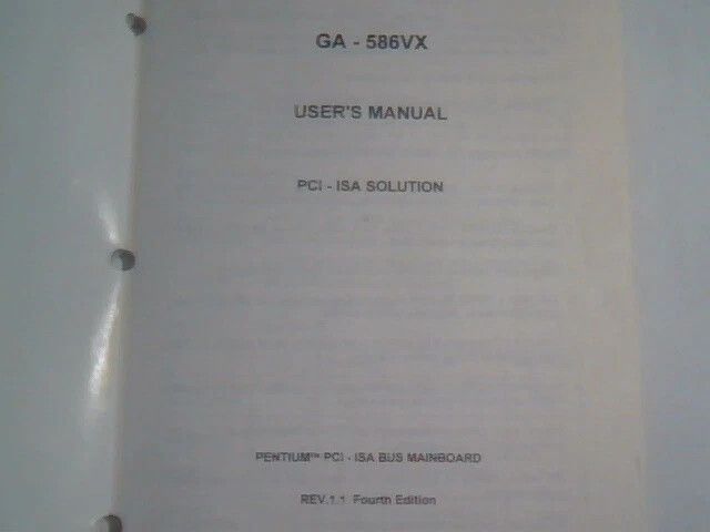User's Manual Guide - Magitronic GA-586VX Pentium PCI ISA Motherboard 82430 VX - image 3
