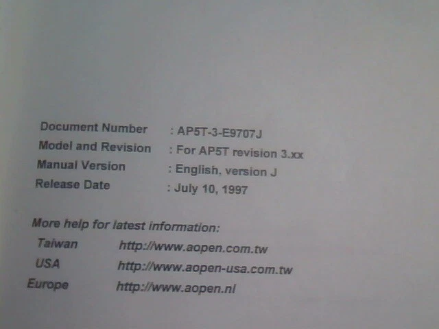 User's Manual Guide - AP5T Mainboard Pentium System board 82430TX - image 2