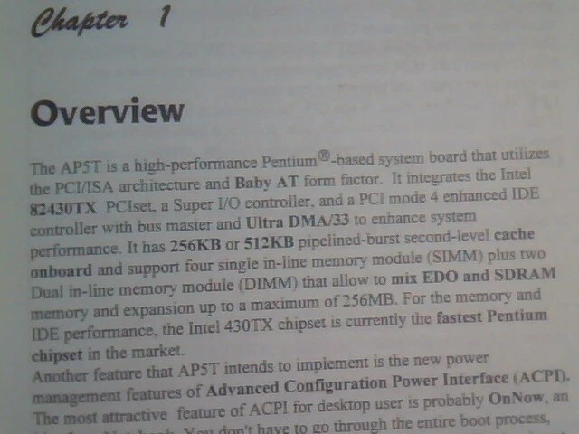User's Manual Guide - AP5T Mainboard Pentium System board 82430TX - image 3