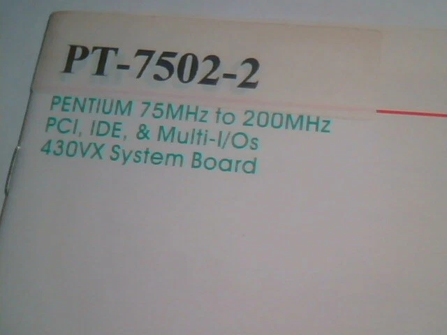 User's Manual Guide - PT-7502-2 Pentium 430VX System Board Ver 1.00 - image 2