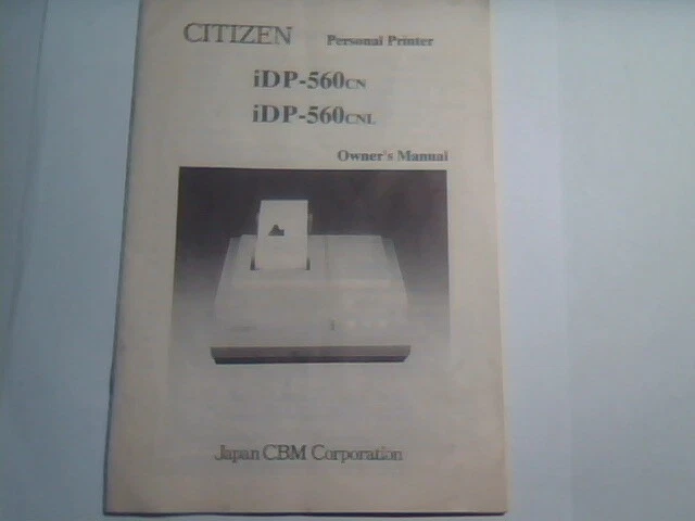 User's Manual Guide - Citizen Personal Printer iDP-560CN iDP-560CNL CBM