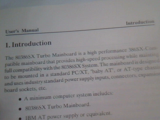 User's Manual Guide - 20MHz 80386SX Turbo Main Board 1316H-SX 1320H-SX 1325H-SX - image 4