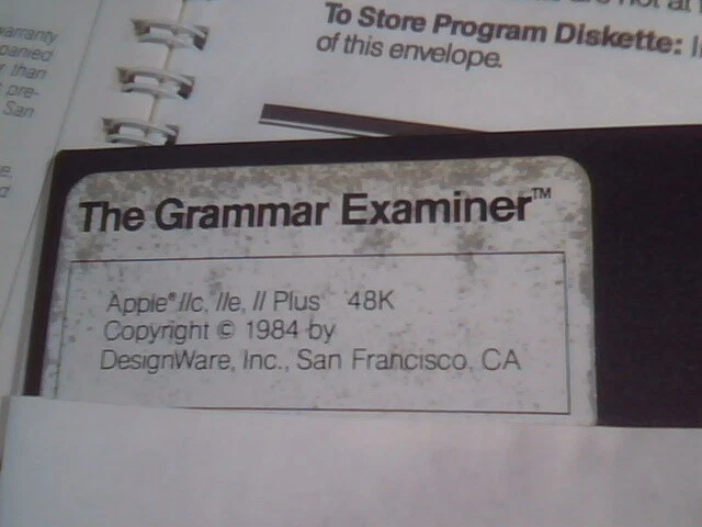 User's Manual + floppy disk - The Grammar Examiner by DesignWare Apple II+ 2 - image 5