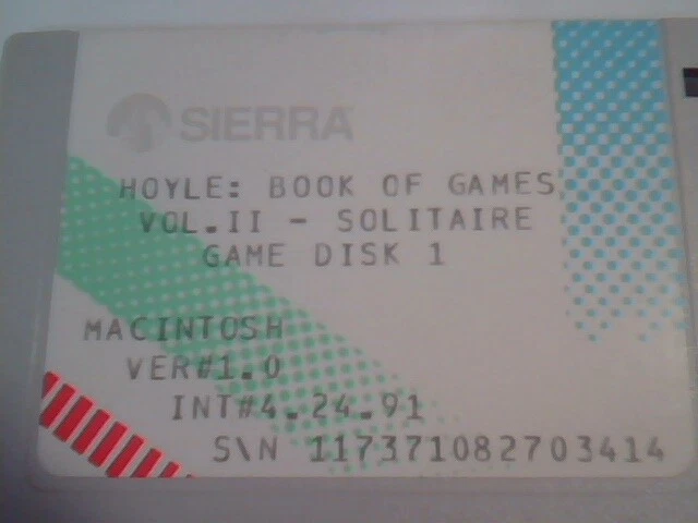 3.5" Floppy disks - Sierra Hoyle: Book of Games Vol II Solitaire Macintosh v1.0 - image 2