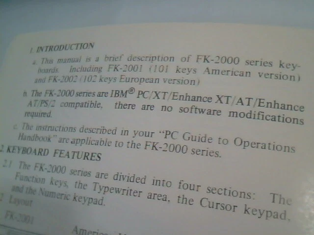 User's Manual Guide - FK-2001 FK-2002 Series Keyboard IBM PC/XT PS/2 - image 4