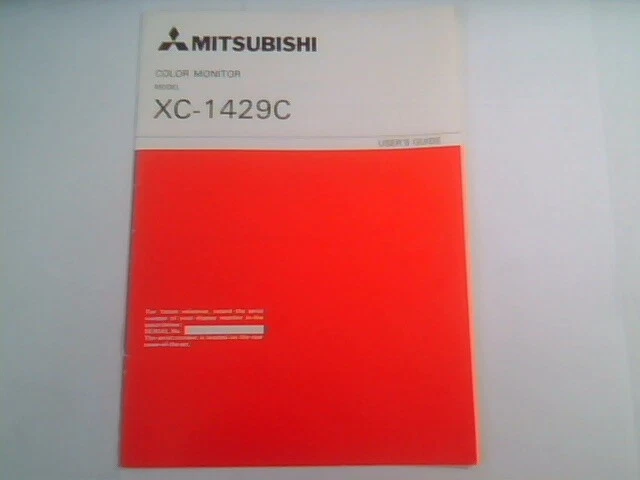 User's Manual Guide - Mitsubishi Color Monitor XC-1429C 1987