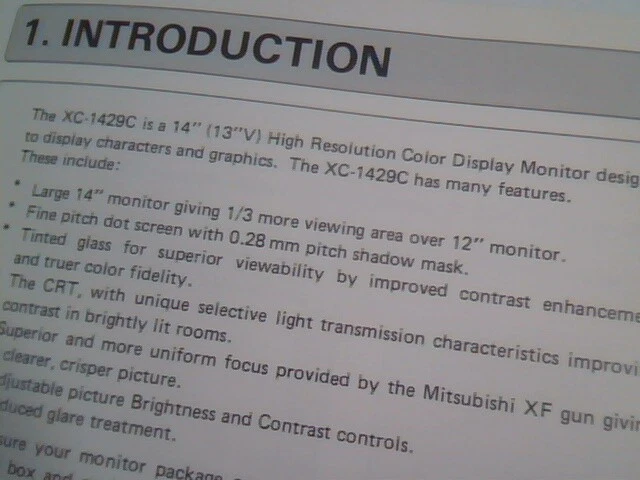 User's Manual Guide - Mitsubishi Color Monitor XC-1429C 1987 - image 3
