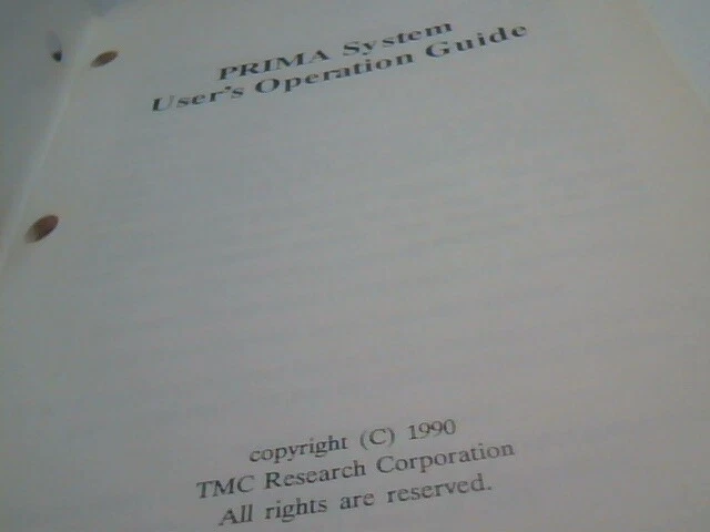 User's Operation Guide - PRIMA computer system TMC Research - image 3