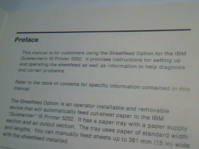 User's Manual Guide - IBM Sheetfeed Option Quietwriter III Printer 5202 - image 3
