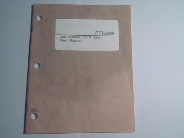 User's Manual Guide - PTI-209 286 Courier I/O II Card Datatech edition 1.02
