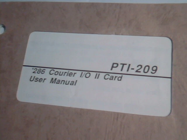 User's Manual Guide - PTI-209 286 Courier I/O II Card Datatech edition 1.02 - image 2