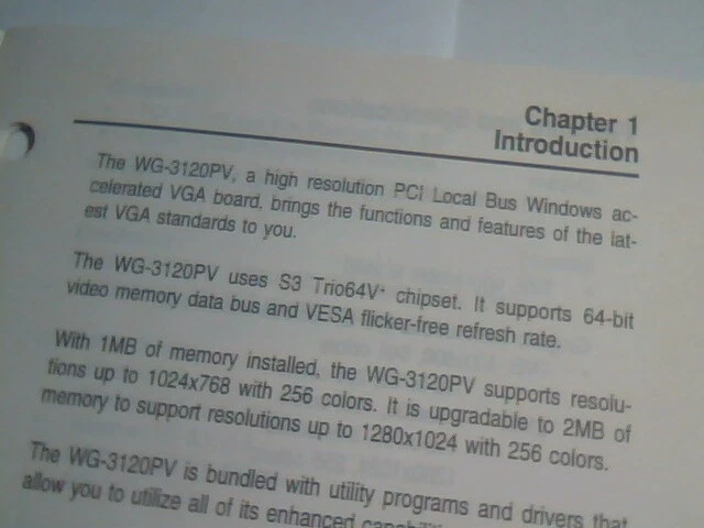 User's Manual Guide - WG-3120PV Rev 0 Video Accelerator PCI Board - image 3